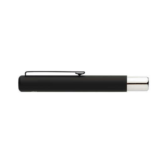 Meni Recycled Aluminium Pocket Size Pen promotional pen in black laser engraved with your company logo