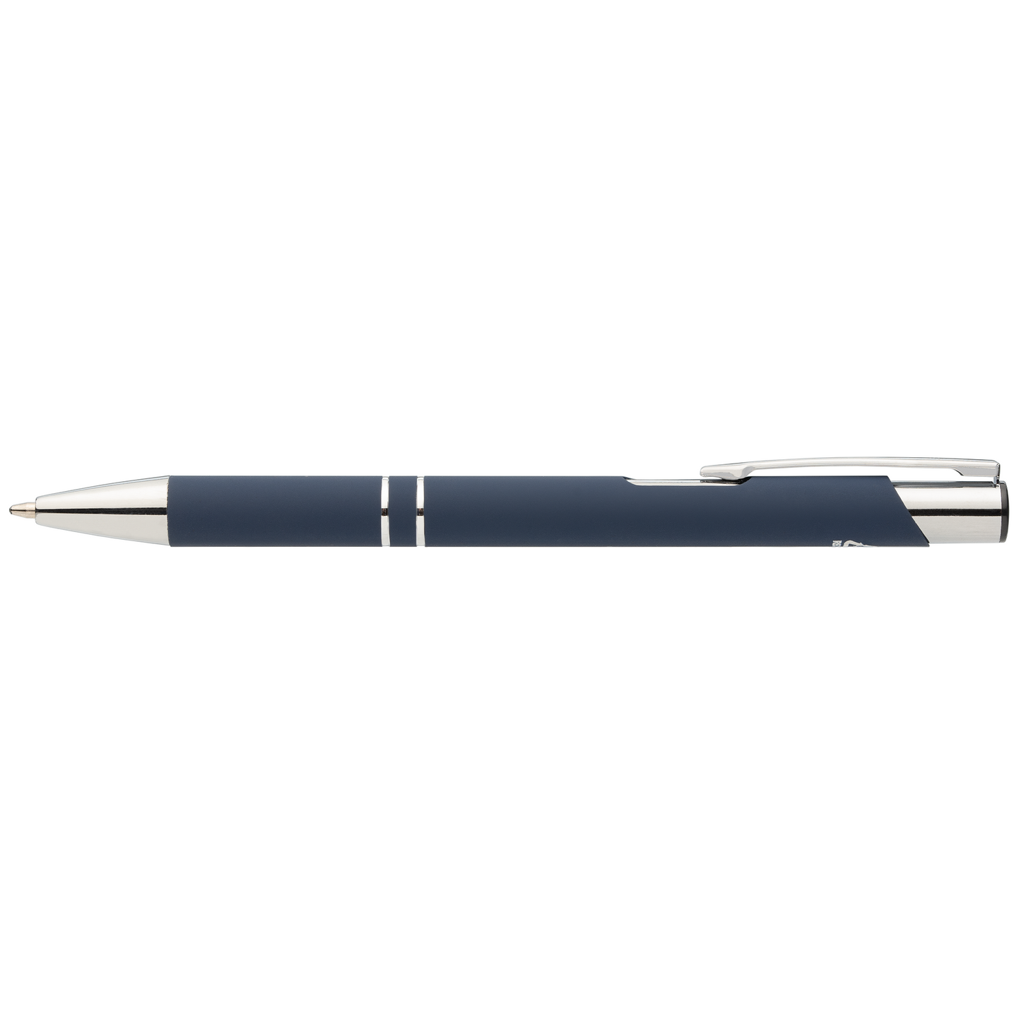 Tres-Chic Recycled Aluminium Chrome Trim Pen promotional pen in navy blue laser engraved with your company logo