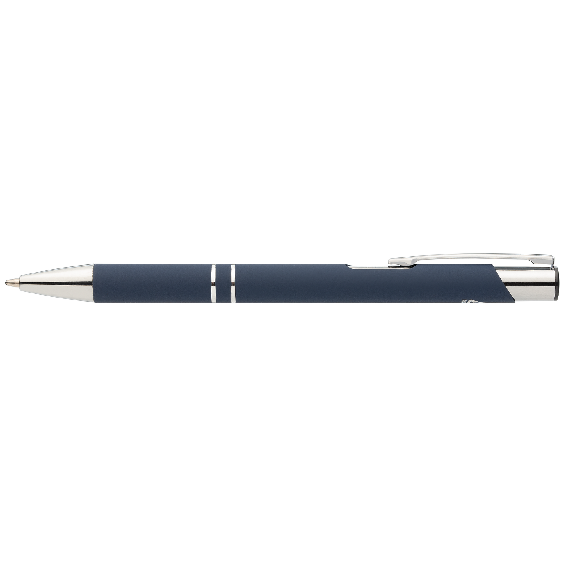 Tres-Chic Recycled Aluminium Chrome Trim Pen promotional pen in navy blue laser engraved with your company logo
