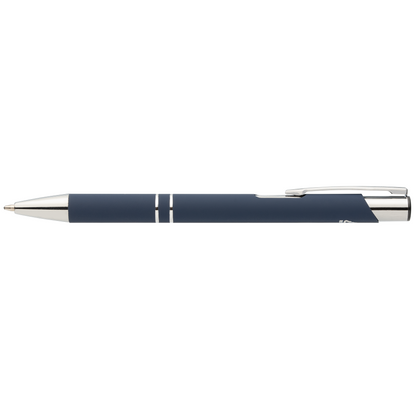 Tres-Chic Recycled Aluminium Chrome Trim Pen promotional pen in navy blue laser engraved with your company logo