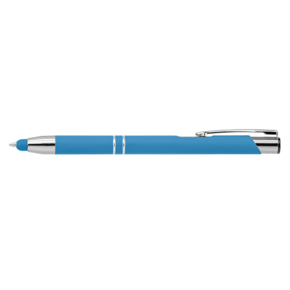 Crosby Softy Pen with Bottom Stylus promotional pen in light blue printed with your company logo