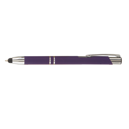 Crosby Metal Pen with Bottom Stylus promotional pen in taupe laser engraved with your company logo