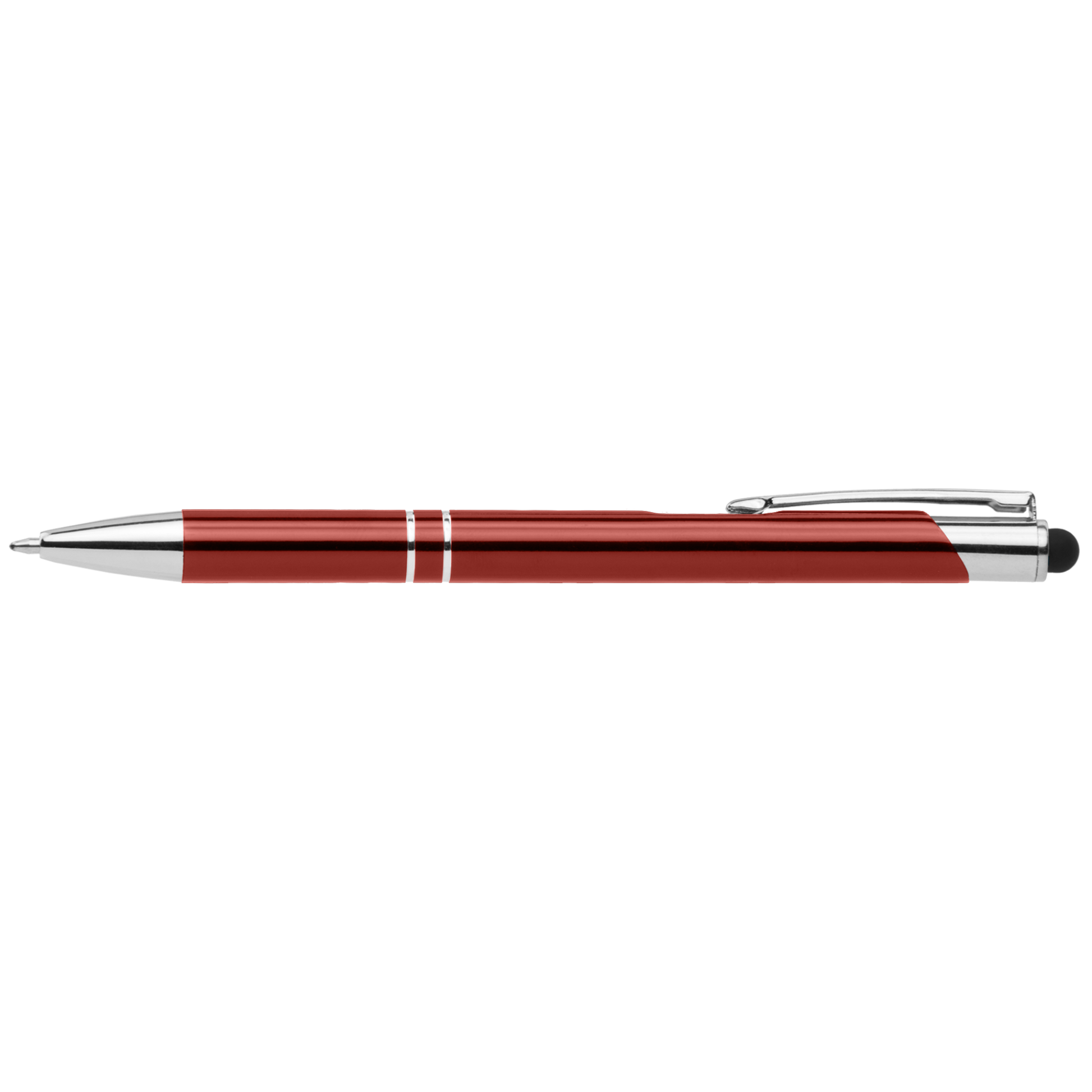 Crosby Shiny Pen with Top Stylus promotional pen in burgundy laser engraved with your company logo