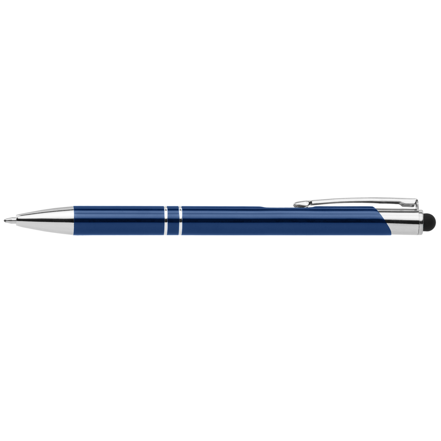 Crosby Shiny Pen with Top Stylus promotional pen in blue laser engraved with your company logo