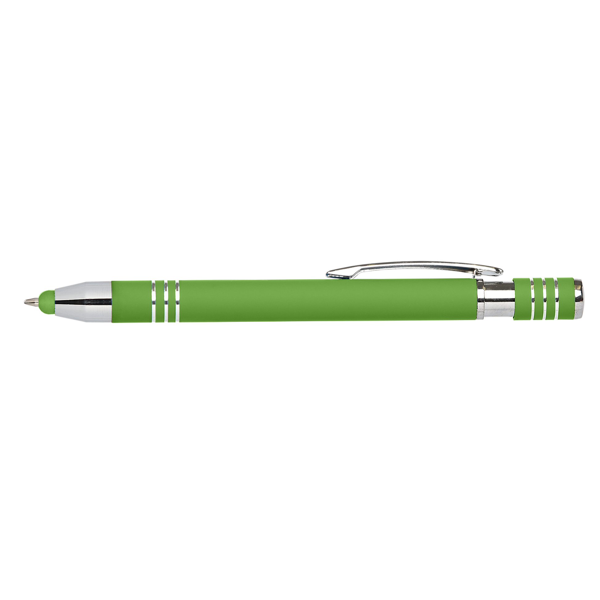 Morrison Softy Stylus Pen promotional pen in green laser engraved with your company logo