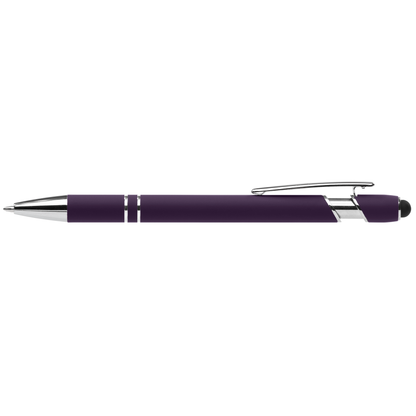 Prince Softy Pen with Stylus promotional pen in purple laser engraved with your company logo