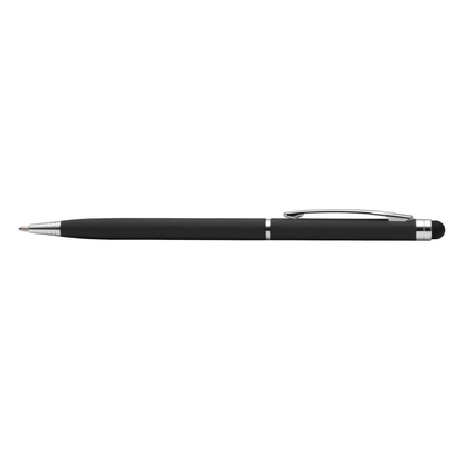 Minnelli Softy Stylus Pen promotional pen in black laser engraved with your company logo