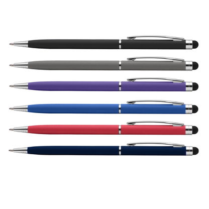 Minnelli Softy Stylus Pen promotional pen in assorted colours laser engraved with your company logo