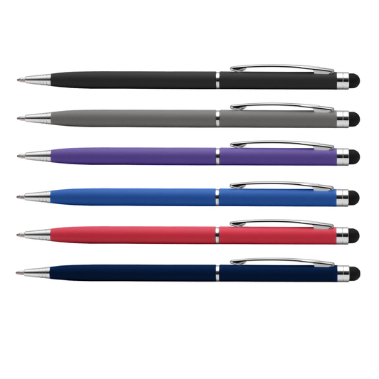 Minnelli Softy Stylus Pen promotional pen in assorted colours laser engraved with your company logo