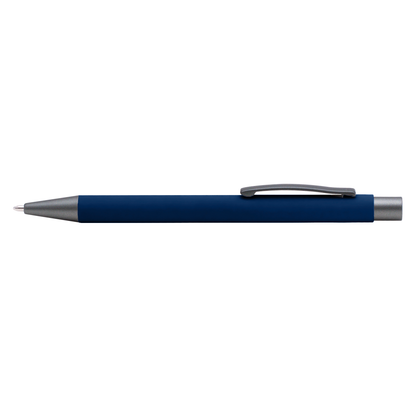 Bowie Softy Pen promotional pen in navy blue laser engraved with your company logo