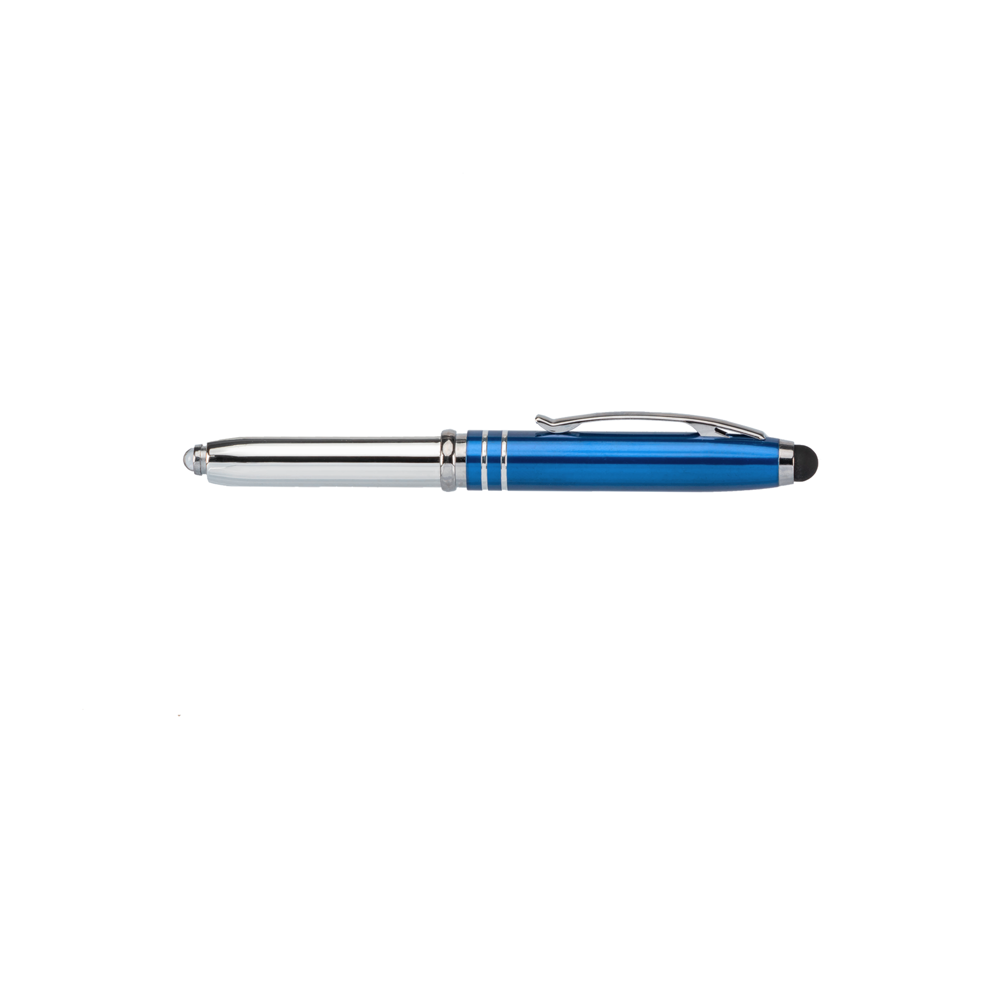 Brando Shiny Stylus Pen promotional pen in ocean blue laser engraved with your company logo