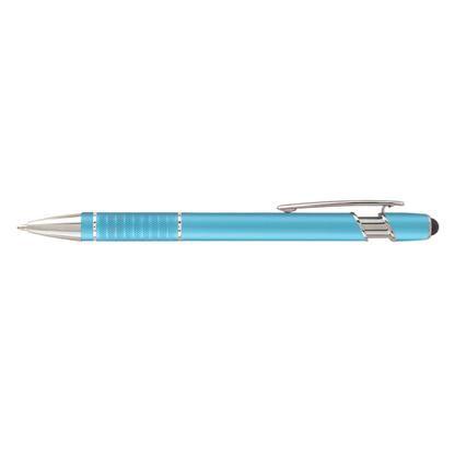 Prince Matte Stylus Pen promotional pen in light blue laser engraved with your company logo