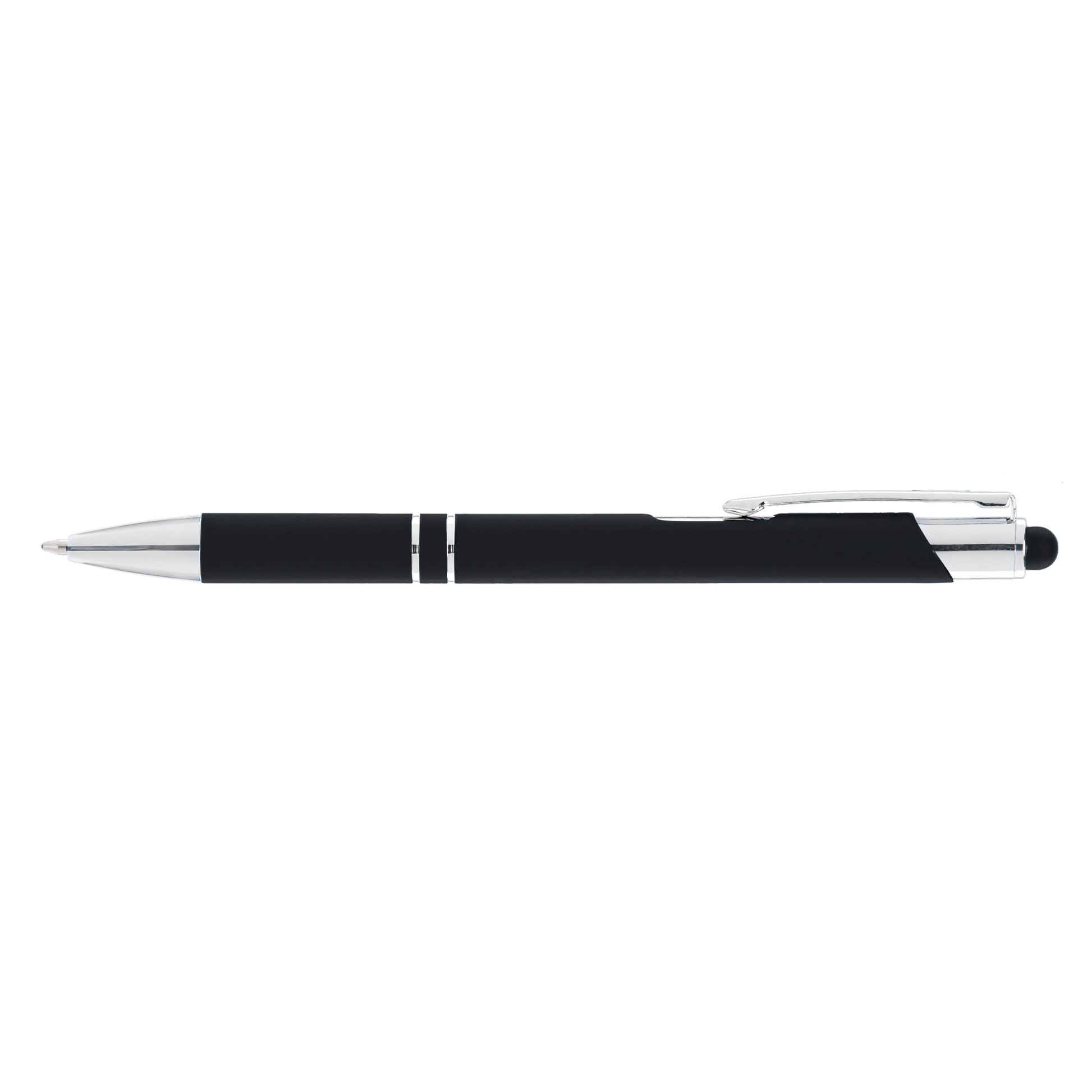 Crosby Softy Pen with Top Stylus promotional pen in black laser engraved with your company logo