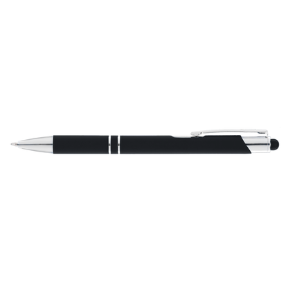 Crosby Softy Pen with Top Stylus promotional pen in black laser engraved with your company logo