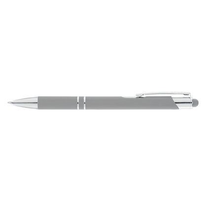 Crosby Softy Pen with Top Stylus promotional pen in light blue laser engraved with your company logo