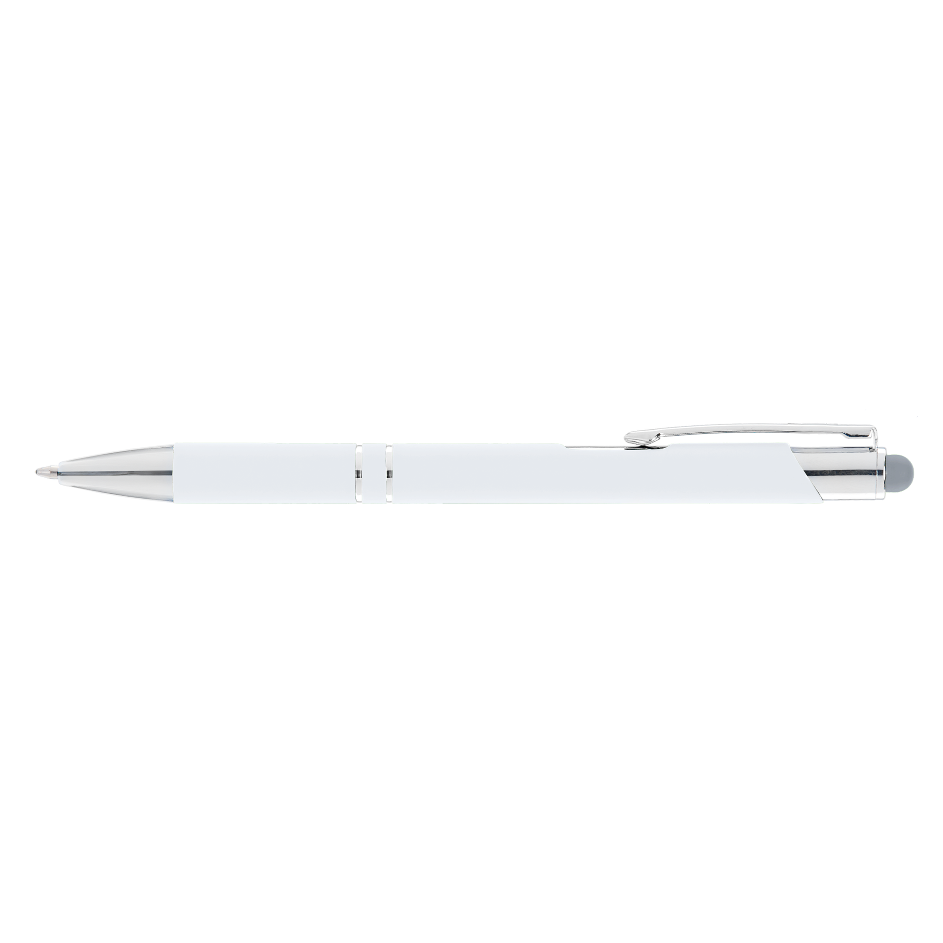 Crosby Softy Pen with Top Stylus promotional pen in white laser engraved with your company logo