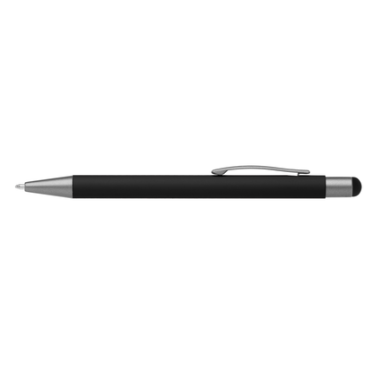 Bowie Softy Stylus Pen promotional pen in black laser engraved with your company logo
