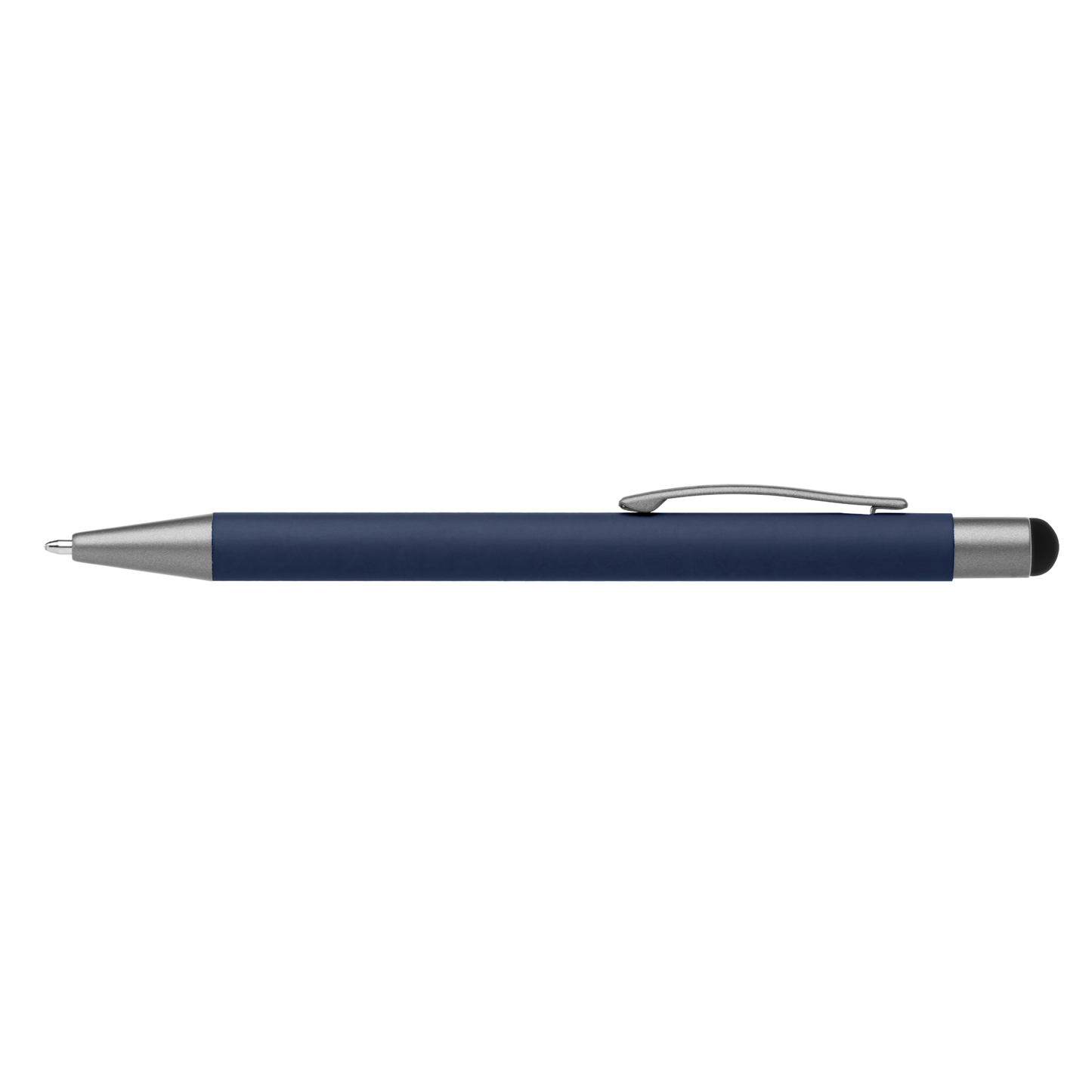 Bowie Softy Stylus Pen promotional pen in navy blue laser engraved with your company logo