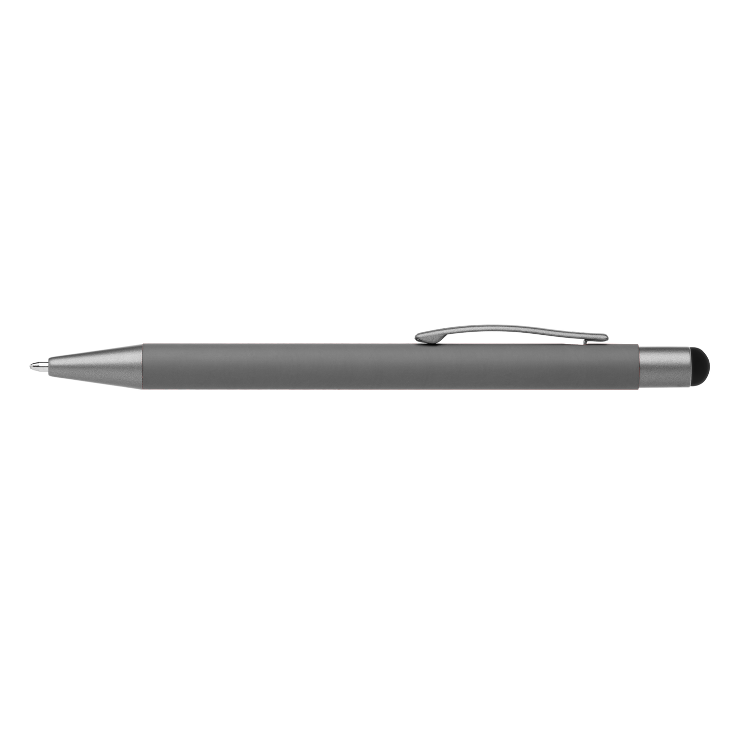 Bowie Softy Stylus Pen promotional pen in cool gray laser engraved with your company logo