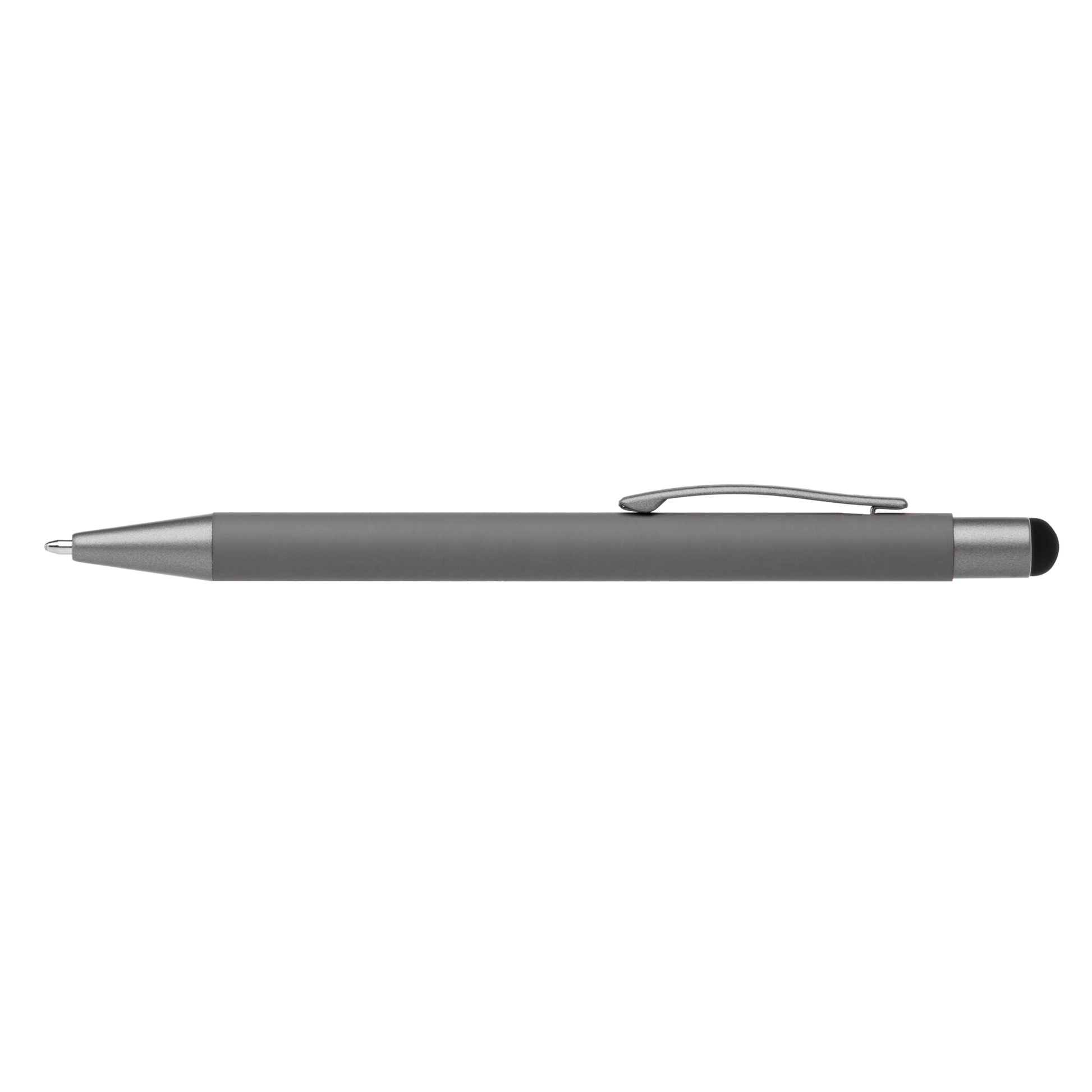 Bowie Softy Stylus Pen promotional pen in cool gray laser engraved with your company logo