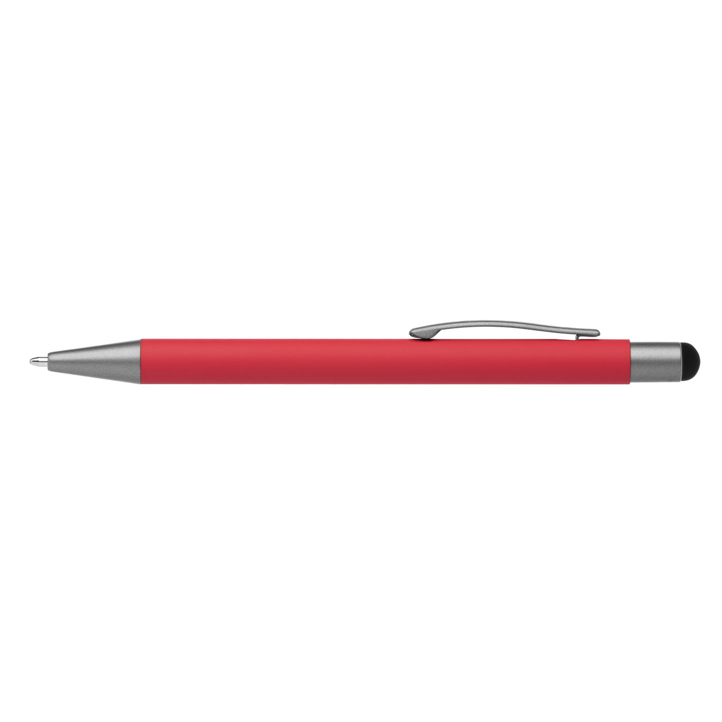 Bowie Softy Stylus Pen promotional pen in red laser engraved with your company logo
