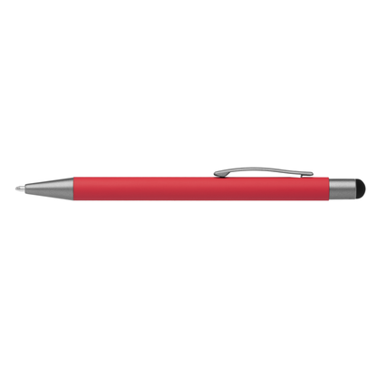 Bowie Softy Stylus Pen promotional pen in red laser engraved with your company logo