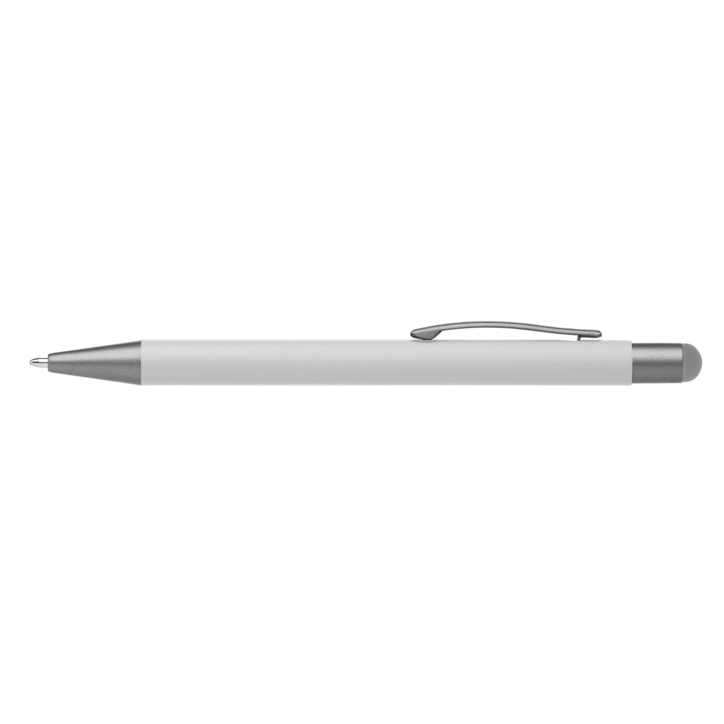 Bowie Softy Stylus Pen promotional pen in white laser engraved with your company logo