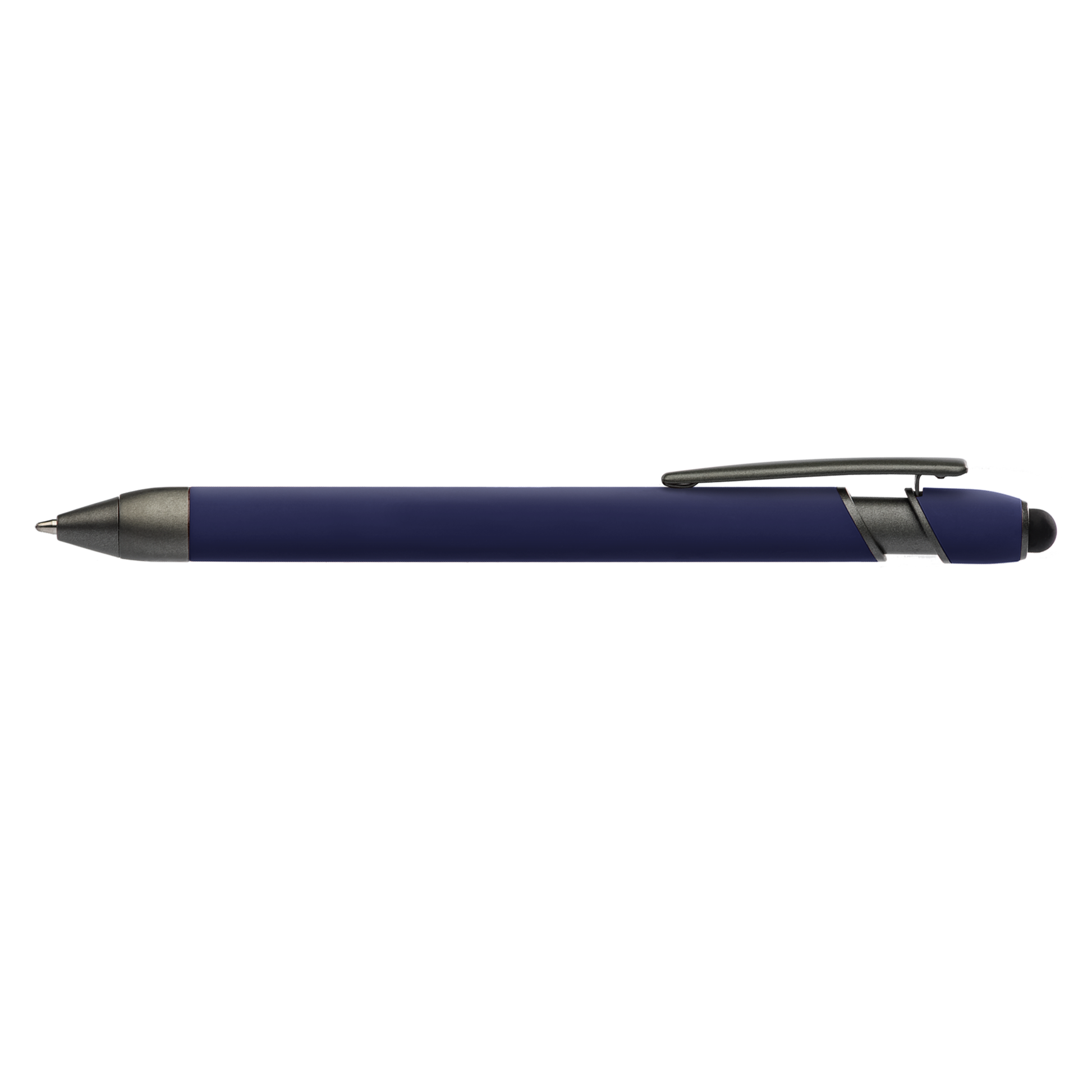 Prince Gunmetal Stylus promotional pen in blue laser engraved with your company logo