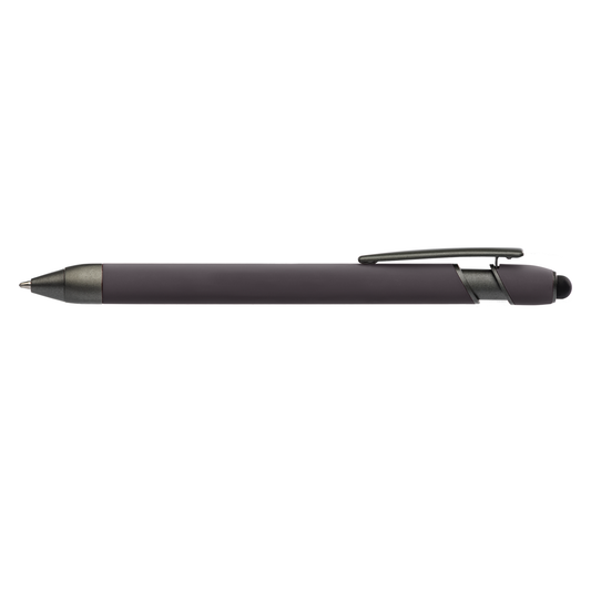 Prince Gunmetal Stylus promotional pen in gunmetal laser engraved with your company logo