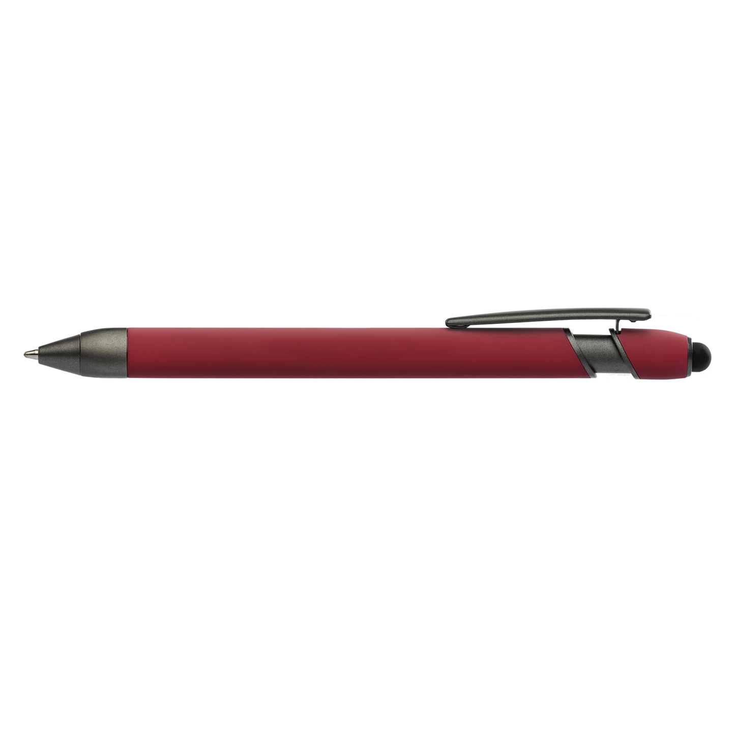Prince Gunmetal Stylus promotional pen in red laser engraved with your company logo