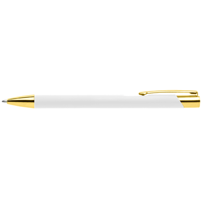 Crosby Gold Softy Pen promotional pen in white laser engraved with your company logo