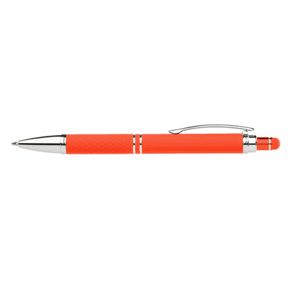 Phoenix Softy Brights with Stylus promotional pen in orange laser engraved with your company logo