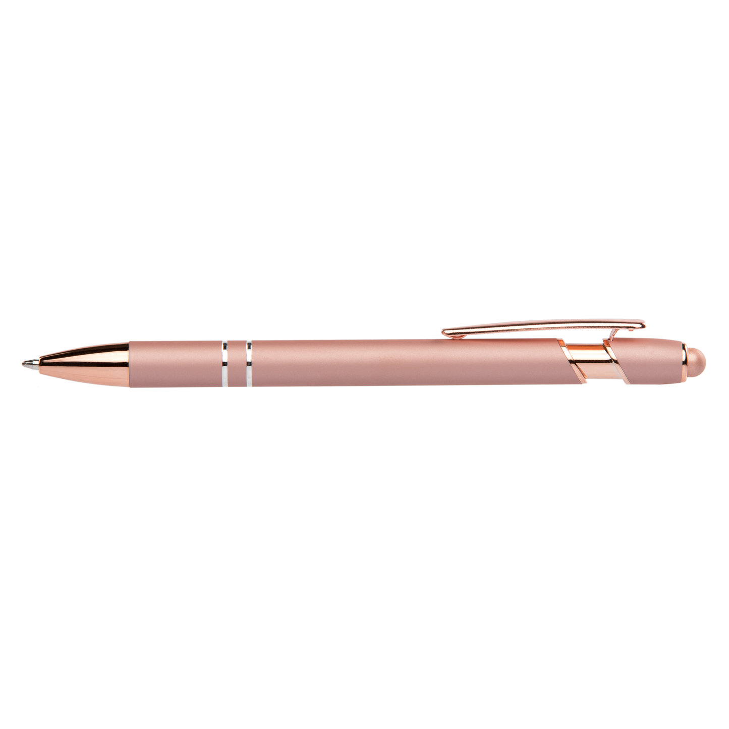 Prince Softy Rose Gold Metallic with Stylus promotional pen in rose gold laser engraved with your company logo