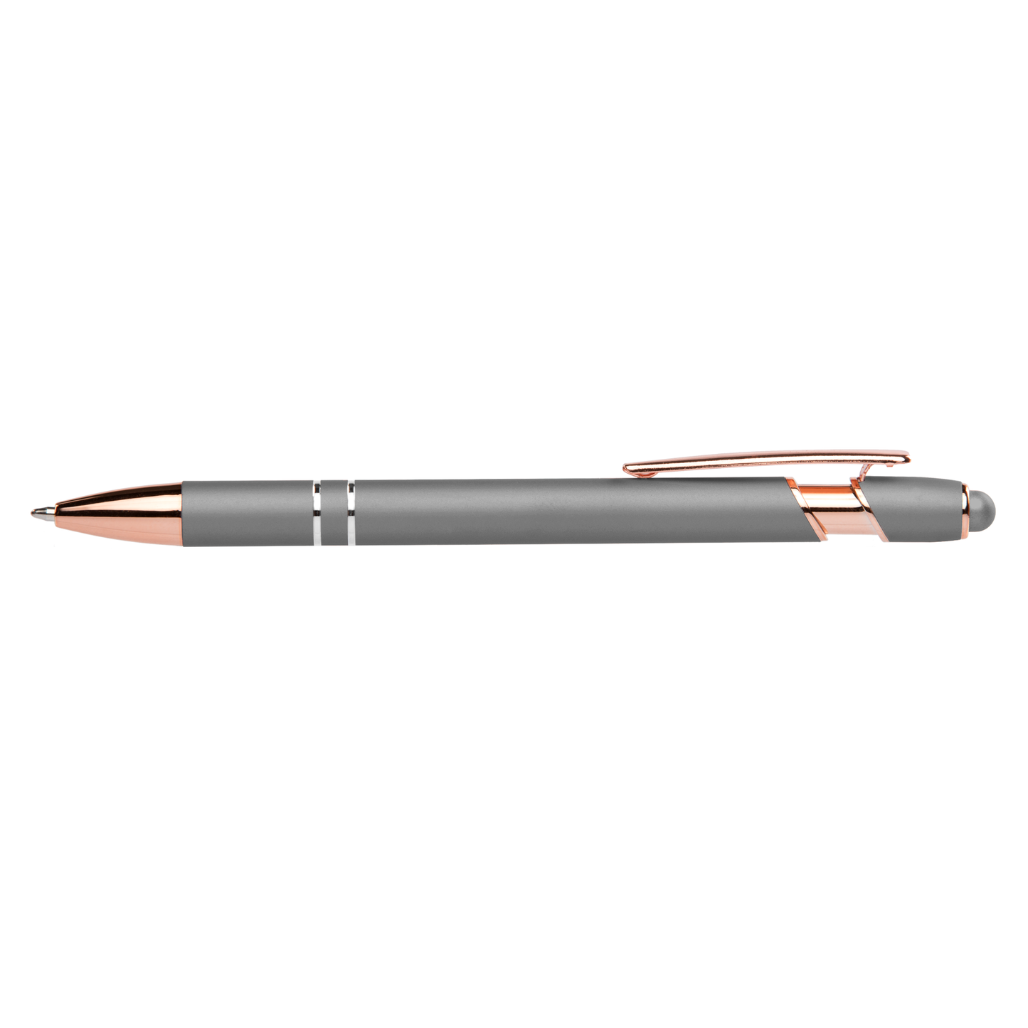 Prince Softy Rose Gold Metallic with Stylus promotional pen in silver laser engraved with your company logo