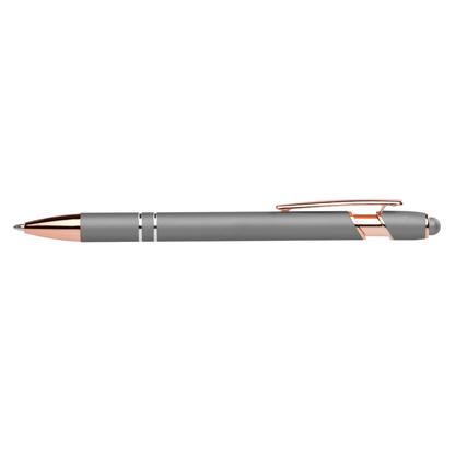 Prince Softy Rose Gold Metallic with Stylus promotional pen in silver laser engraved with your company logo