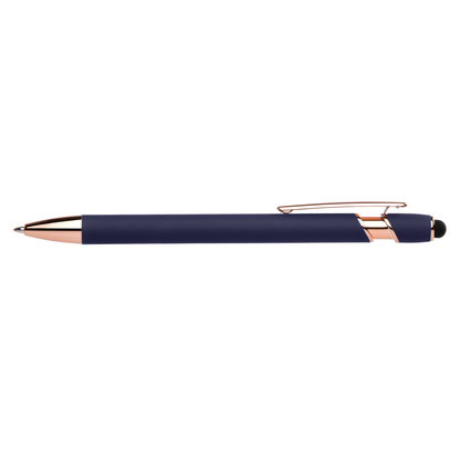 Prince Softy Rose Gold with Stylus promotional pen in blue printed with your company logo