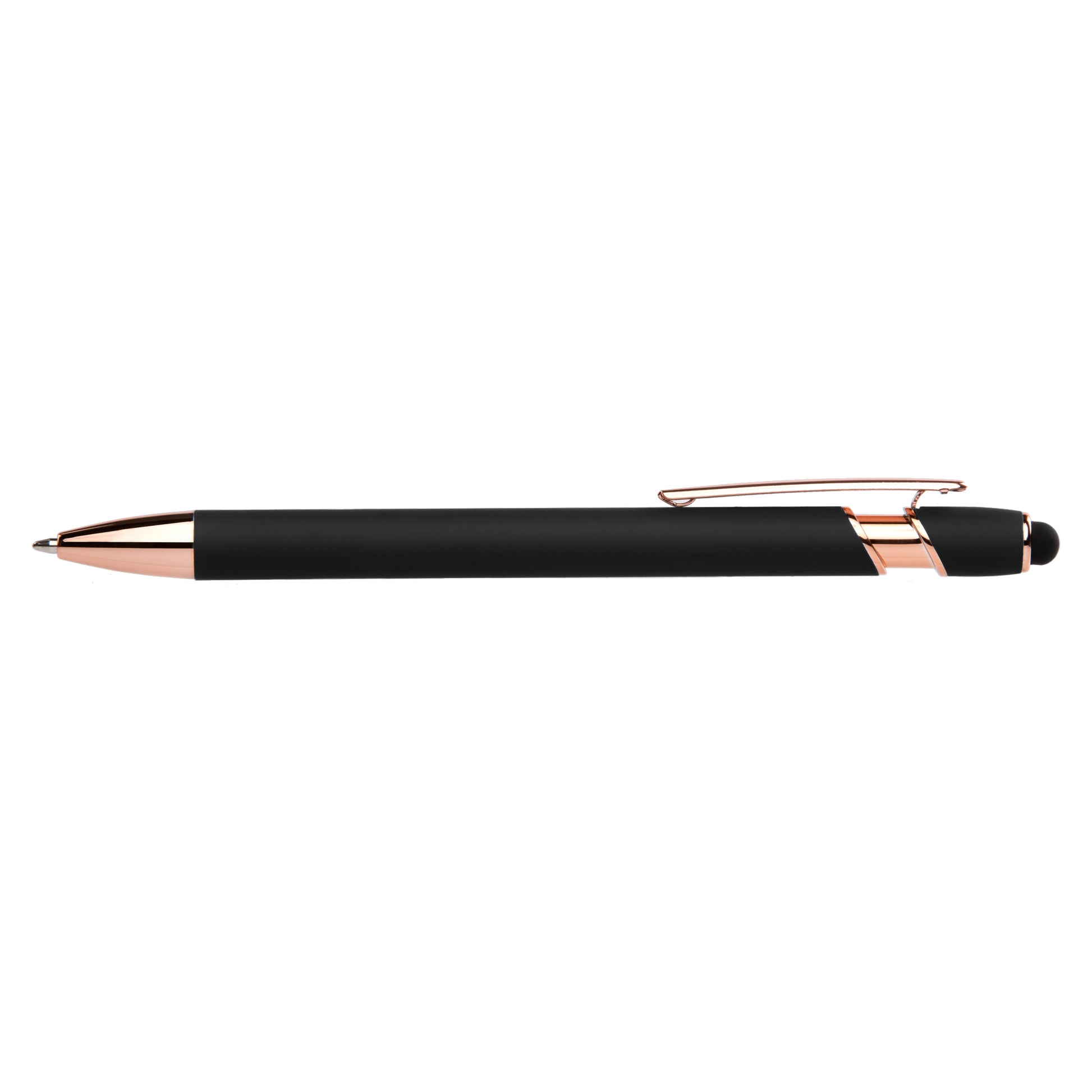 Prince Softy Rose Gold Executive with Stylus promotional pen in black laser engraved with your company logo
