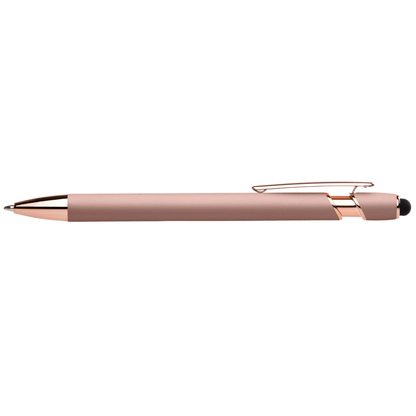 Prince Softy Rose Gold Executive with Stylus promotional pen in rose gold laser engraved with your company logo