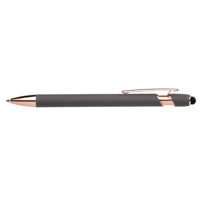 Prince Softy Rose Gold Executive with Stylus promotional pen in taupe laser engraved with your company logo