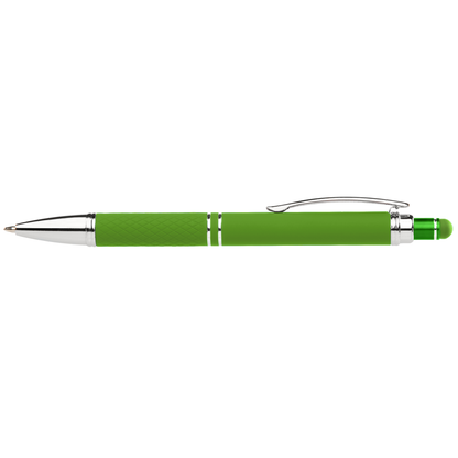 Phoenix Softy Brights Gel Pen with Stylus promotional pen in green printed with your company logo