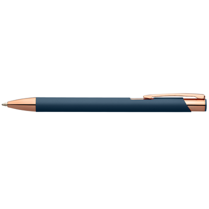 Crosby Softy Rose Gold Pen promotional pen in navy blue printed with your company logo