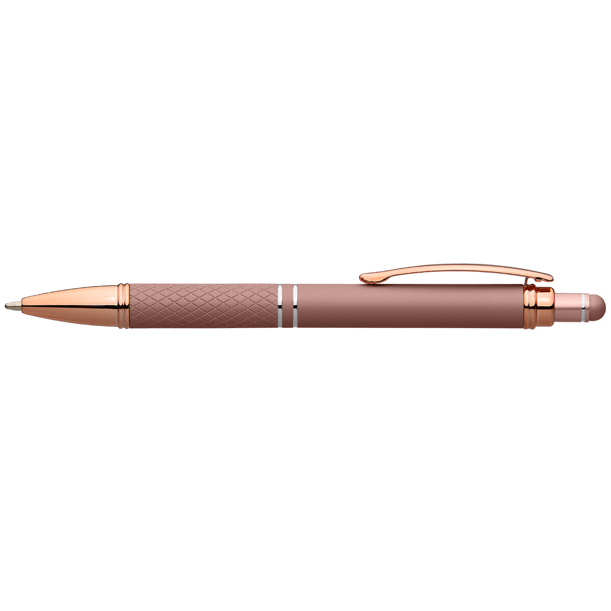 Phoenix Softy Rose Gold Metallic promotional pen in rose gold printed with your company logo