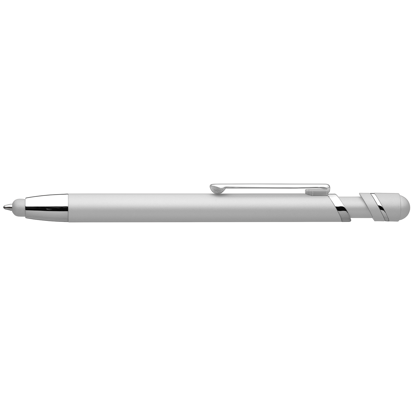 Atlantic Softy Metallic with Stylus promotional pen in silver printed with your company logo