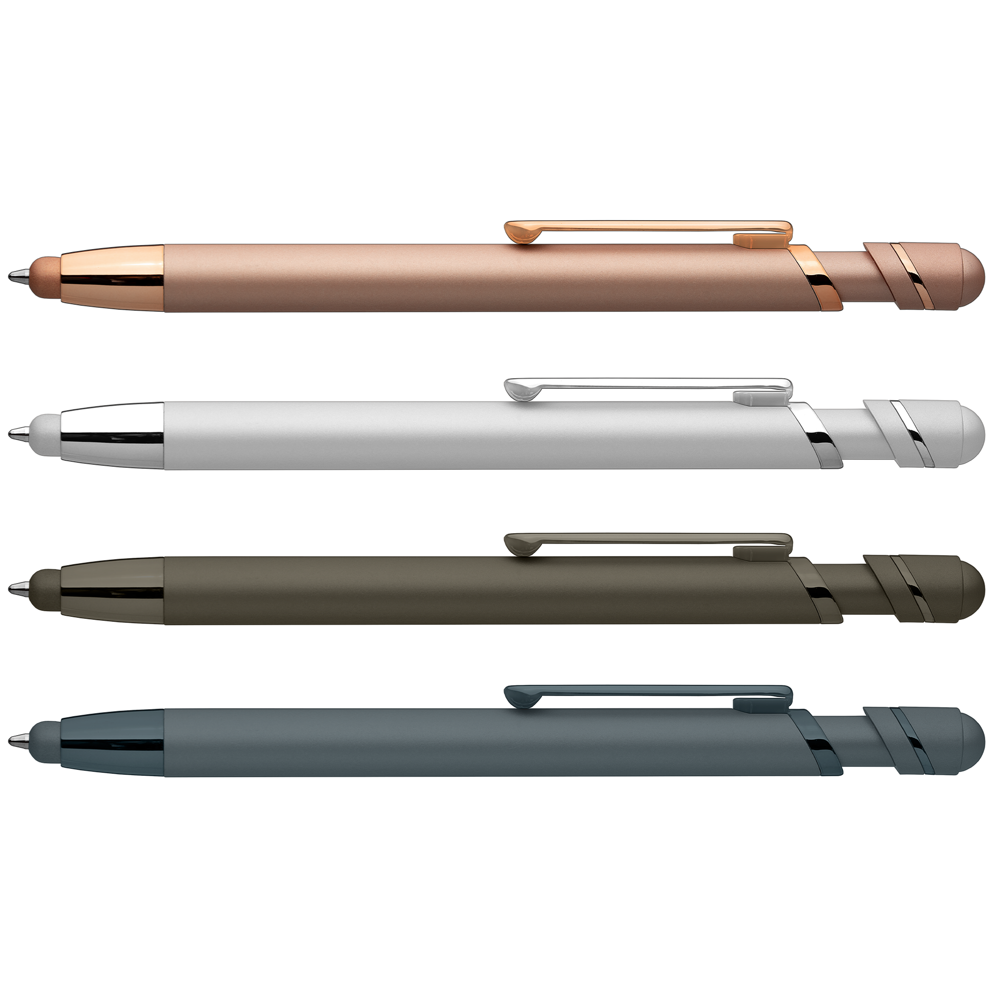 Atlantic Softy Metallic with Stylus promotional pen in assorted colours printed with your company logo