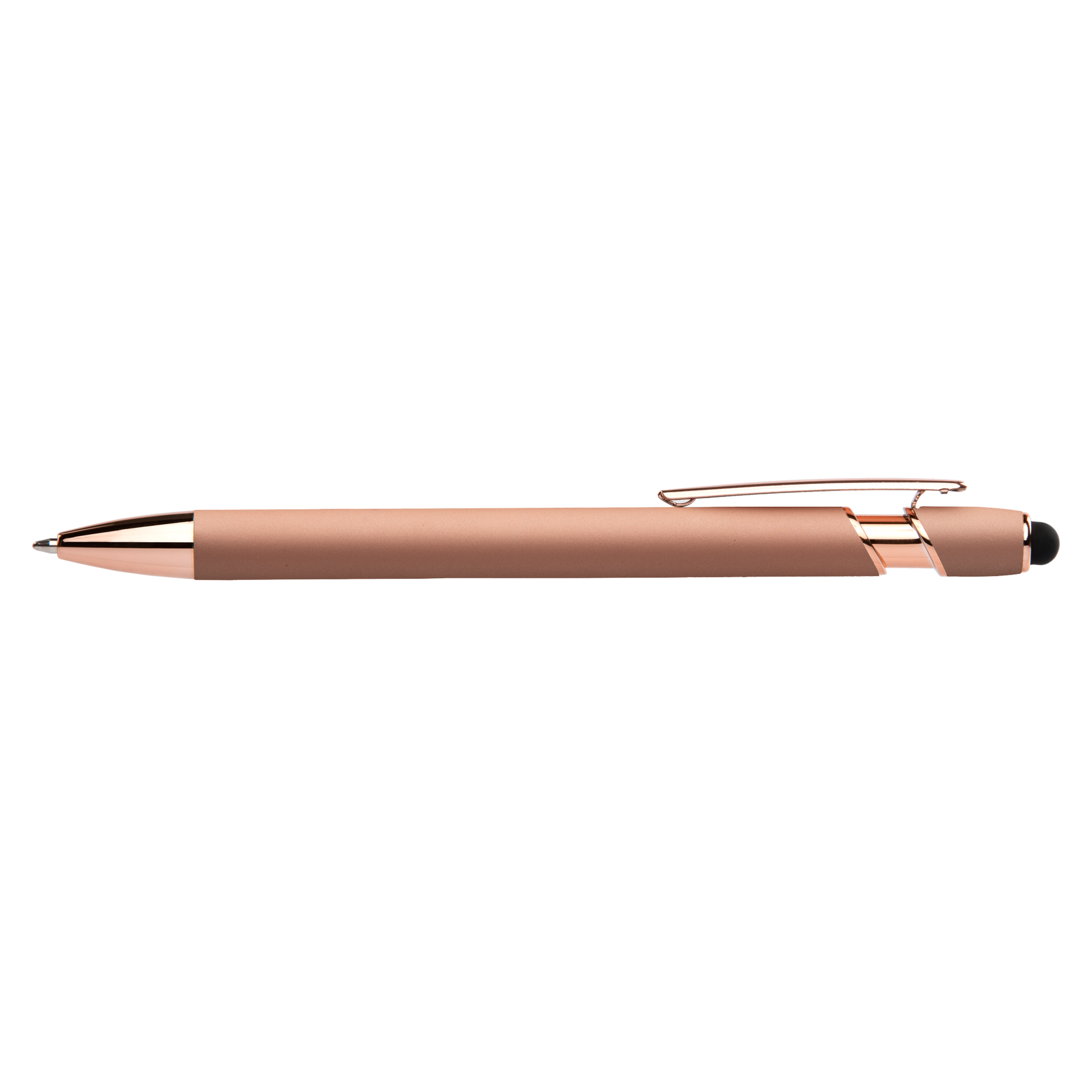 Prince Softy Rose Gold Gel Pen with Stylus promotional pen in rose gold laser engraved with your company logo