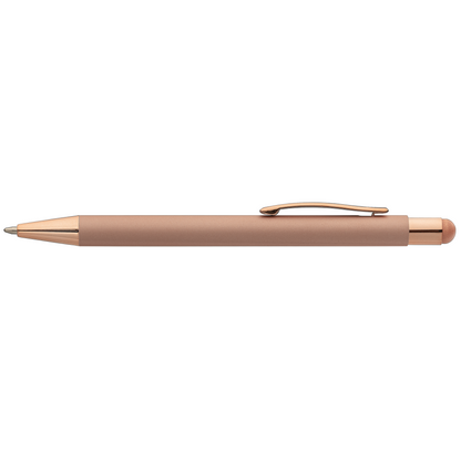 Bowie Softy Monochrome Stylus Pen promotional pen in rose gold printed with your company logo