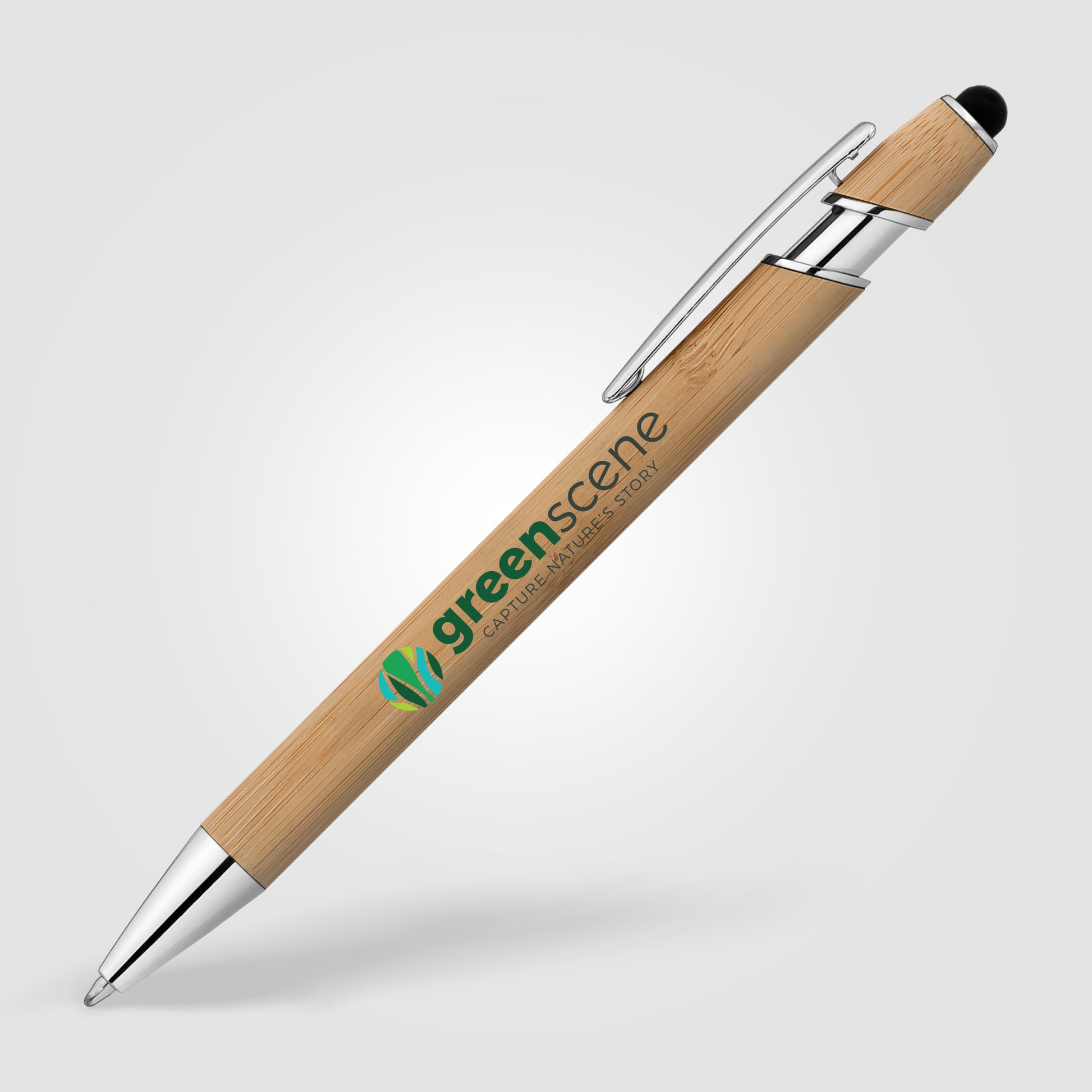Prince Bamboo Stylus Pen promotional pen in assorted colours printed with your company logo