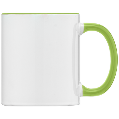 SimpliColour 355 ml Ceramic Mug with ColourPop promotional mug in lime green printed with your company logo