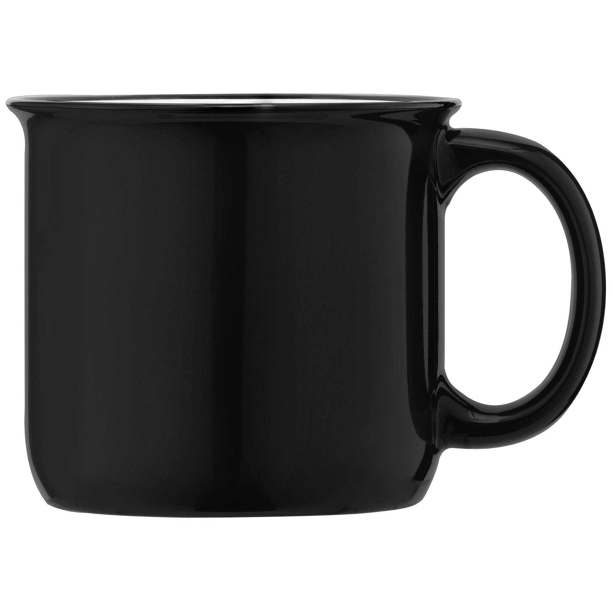 Adventure promotional mug in black printed with your company logo