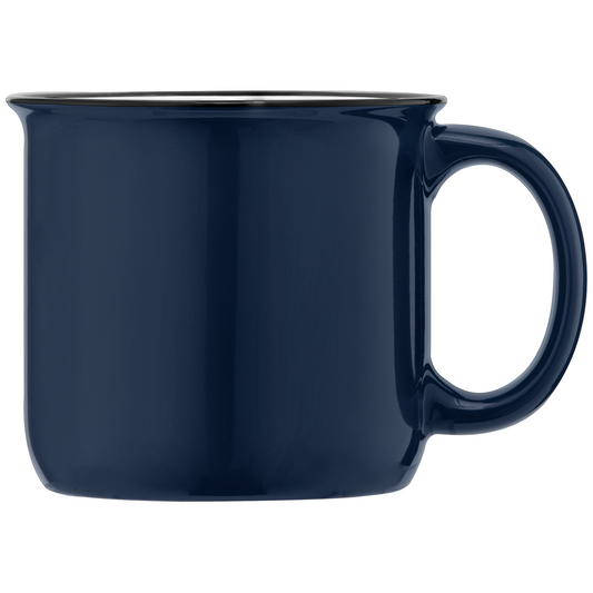 Adventure promotional mug in navy blue printed with your company logo